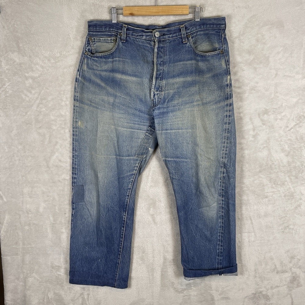 Vintage 80s Levis 501 Jeans Mens 40x34 (fit 39x28) Redline Selvdege Whisker Fade
